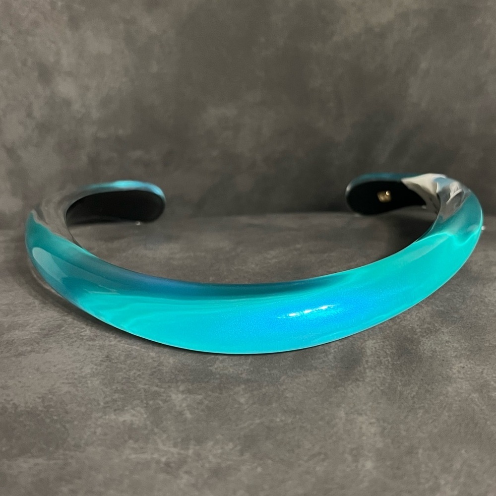Alexis Bittar Luminous Lucite Collar Necklace Aqua Blue 245$ - Picture 6 of 11